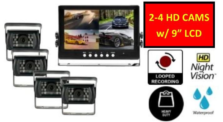 TD WIRED 2-4 Camera System with 9" LCD/DVR! Heavy Duty System, Up to 4 Cams!