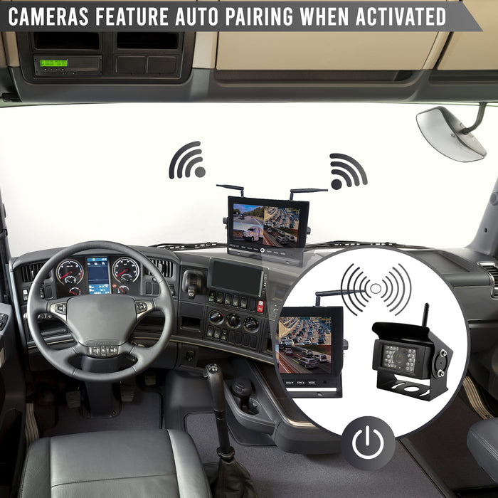 1st Gen Digital Wireless DVR  Dash Cam System! 2-4 Camera Options with 9" LCD Quad Screen