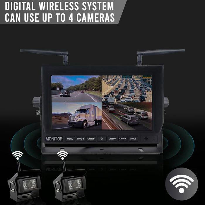 1st Gen Digital Wireless DVR  Dash Cam System! 2-4 Camera Options with 9" LCD Quad Screen