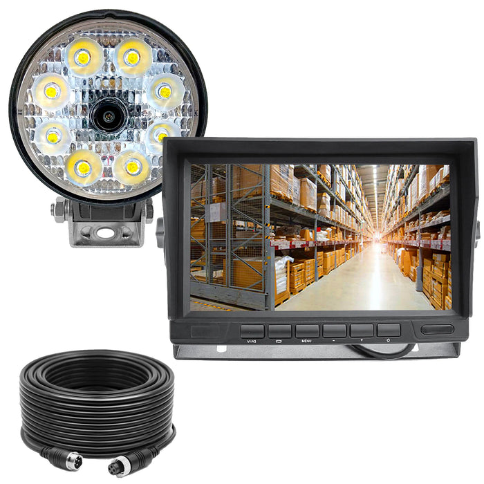Forklift Flood Work Light 1080P Camera System w/ 7" LCD - Light Up Any Work/Dark AREA with 100+ IR Range