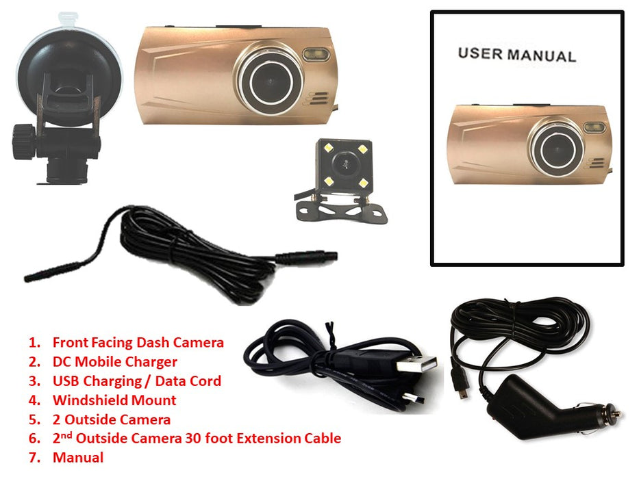 1080P Dual DVR Dash Cam - 2 Camera System