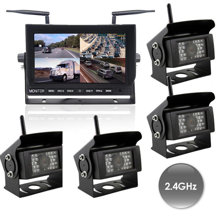 1st Gen Digital Wireless DVR  Dash Cam System! 2-4 Camera Options with 9" LCD Quad Screen