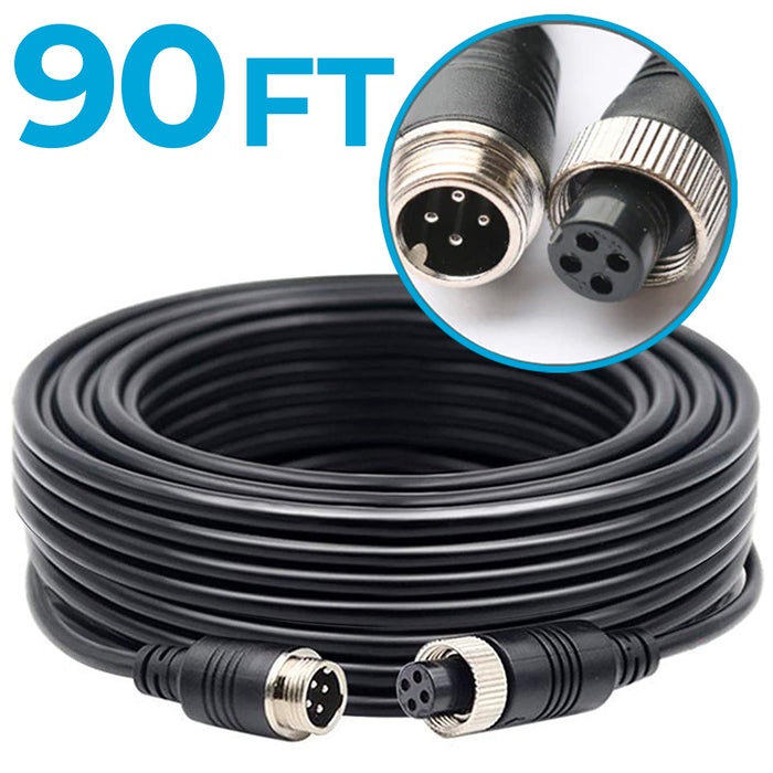 Cable 90 Ft Heavy Duty 4Pin Cable for MDVR/Backup Cams