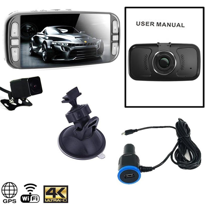 4K Dual (2) Pinnacle Touch Screen WIFI/GPS Dash Cam System
