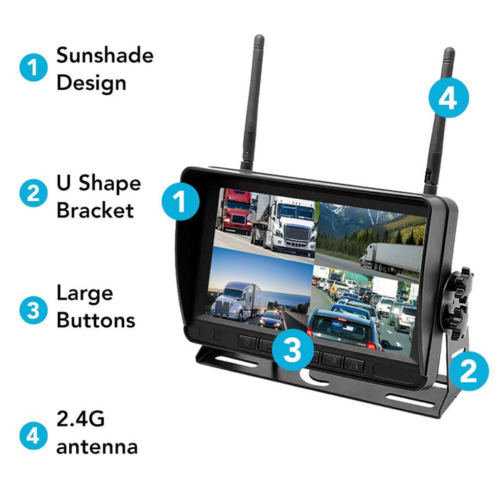 Top Dawg 2nd Gen Wireless Backup Camera System with 7 inch LCD - Up to 4 Cameras
