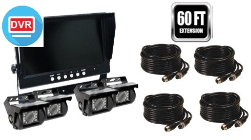 TD WIRED 2-4 Camera System with 9" LCD/DVR! Heavy Duty System, Up to 4 Cams!