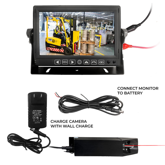 Forklift 1080P Wireless Cam w/ 7" LCD! Main Cam has built-in Battery & Magnet